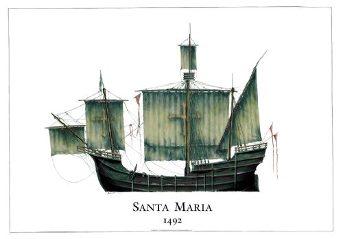 Colombus Ship Print Santa Maria 1492 by Tony Fernandes